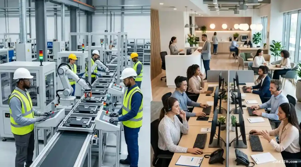 Perbedaan Karakter Pekerjaan di Industri Manufaktur dan Jasa